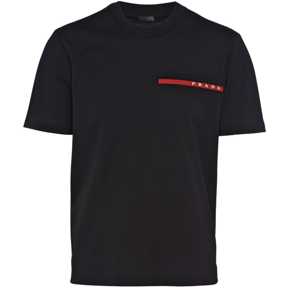 NEW Prada Men's Black Tee with Red Accent